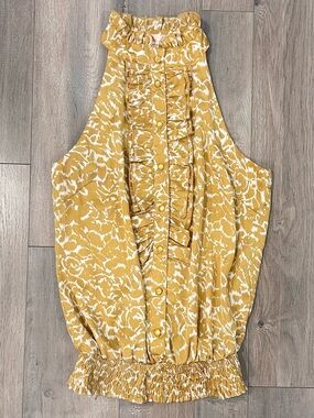 Forever 21 Mustard Yellow and White Ruffled Halter Top